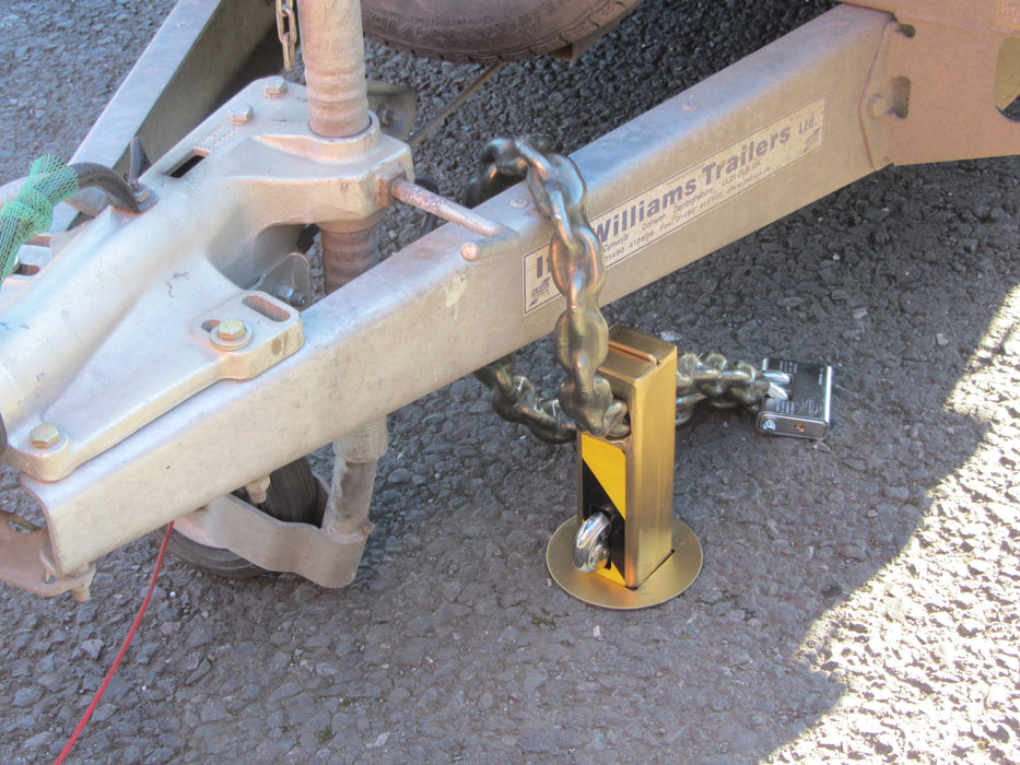 Ground Anchor chained to trailer