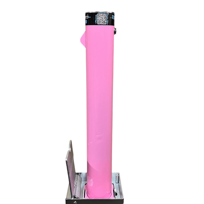 Bison Products Ramco 600R Pink 600mm high x 92mm diameter and 5mm thick. Fully telescopic heavy duty security bollard with lid, anti-pick and anti-drill lock.