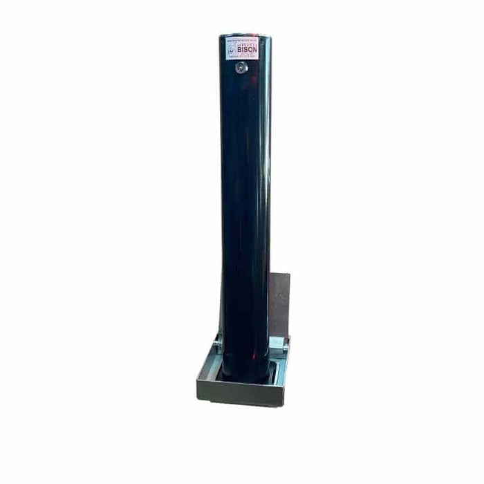 Bison Products Ramco 600 telescopic driveway bollard in grey with integrated anti drill lock. Installed in Matlock Derbyshire.