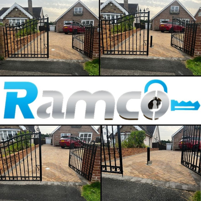Ramco 600 telescopic driveway security bollard in block paved.