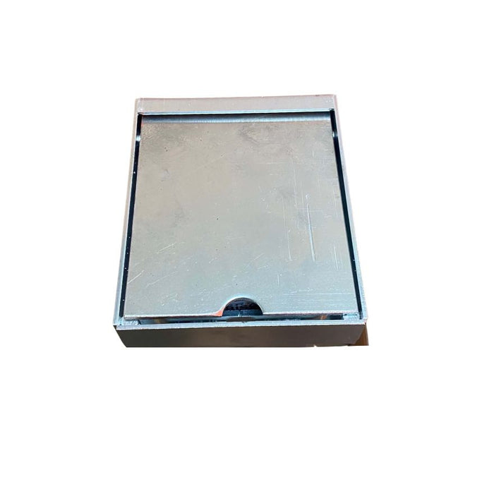 Bison products Ramco 600 round driveway security bollard powder coated grey with ant-pick lock and boxed lid.