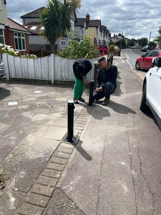 Bison Products Ramco Round 600 telescopic car security bollard installed by Ramco