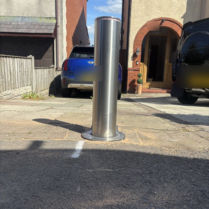 Ramco AutoGuard automatic bollard installed at a driveway entrance in Upholland, Lancashire