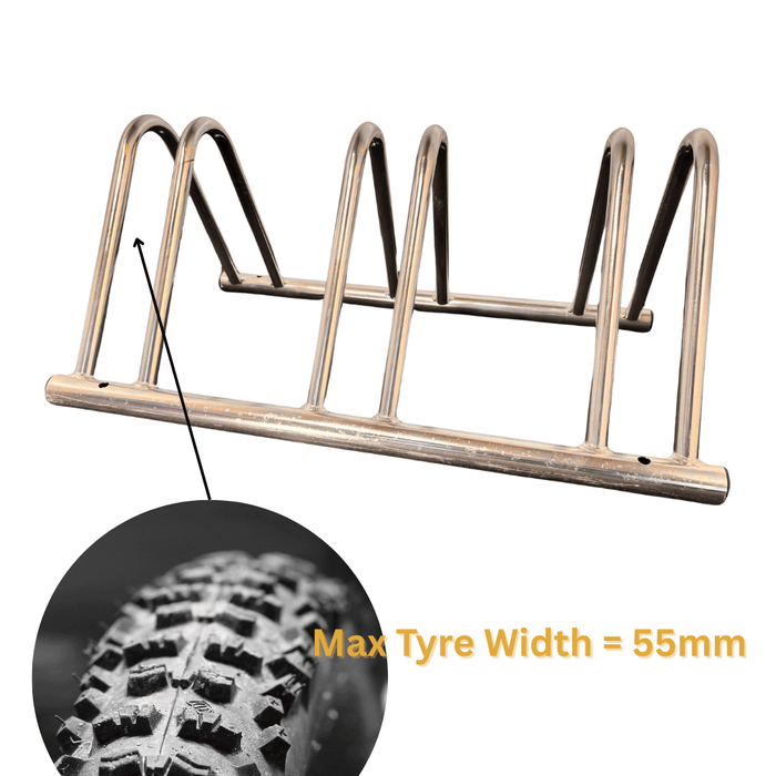 3 Bike Floor or Wall Mounted Toast Rack Up To 55mm Tyres