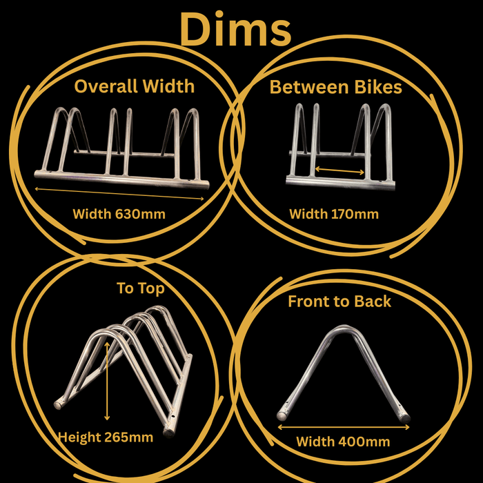 3 Bike Floor or Wall Mounted Toast Rack Up To 55mm Tyres