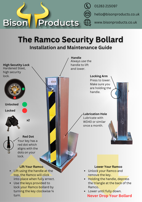 2 Ramco 100 Stainless Steel Heavy Duty Security Bollard