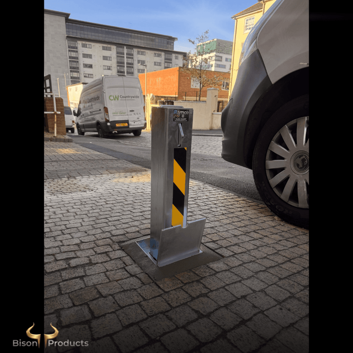 Ramco 100 Heavy-Duty Telescopic Security Bollard with Protective Lid - Vehicle Theft Deterrent - Includes UK Installation