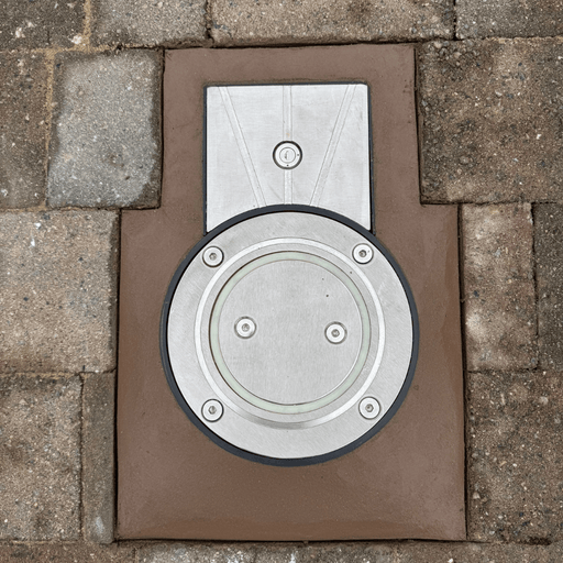 Ramco Auto Guard Battery Bollard in raised position with reflective band