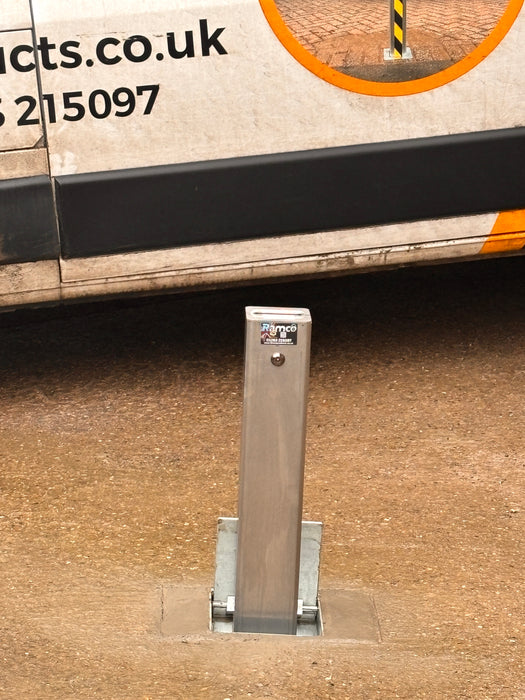 Modern home security featuring Ramco 100 stainless steel marine-grade bollards for rust-free protection.