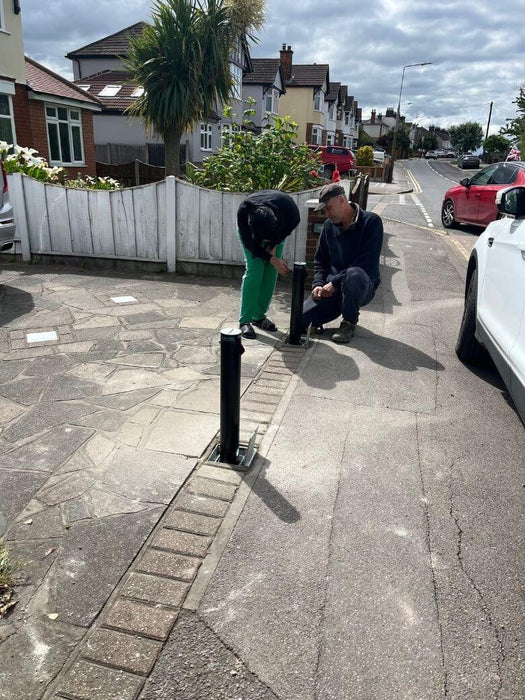 Bison Products Ramco Round 600 telescopic car security bollard installed by Ramco
