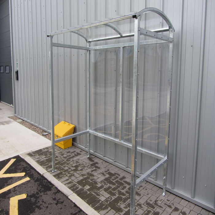 4 Person Steel Smoking Shelter with Polycarbonate Roof in Black