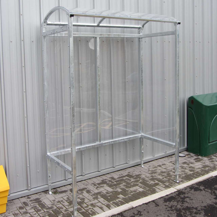 4 Person Steel Smoking Shelter with Polycarbonate Roof in Black