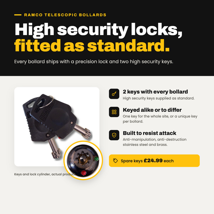 Ramco 600 Black Telescopic Driveway Security Bollard