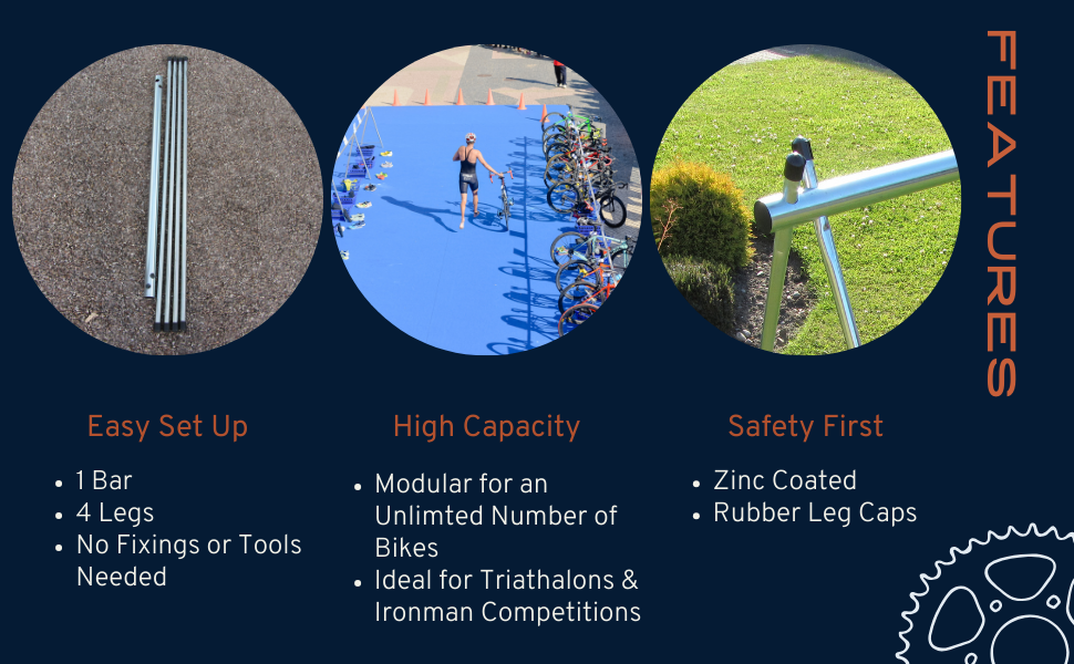 Bike Rack Event Railing 1 Metre Transition Bike Event Rack for up to 3 Bikes — Bison Products