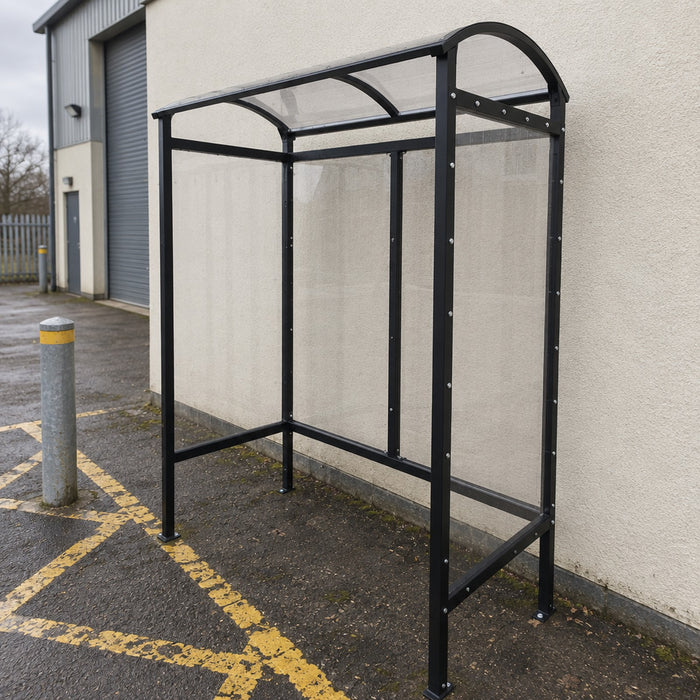 4 Person Steel Smoking Shelter with Polycarbonate Roof in Black RAL 9005