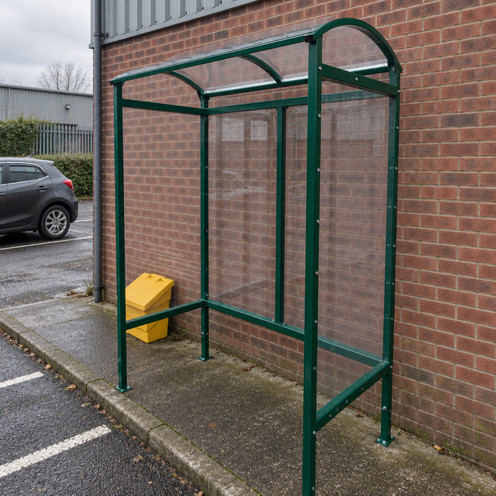 4 Person Steel Smoking Shelter with Polycarbonate Roof in Green RAL 6005