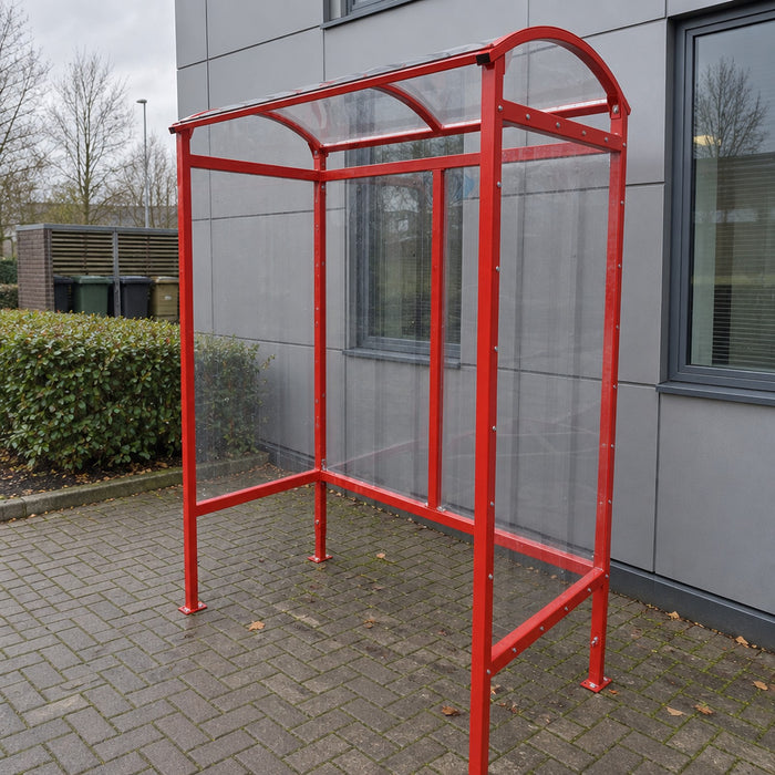 4 Person Steel Smoking Shelter with Polycarbonate Roof in Red RAL 3020