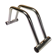 Bison Products floor mounted single bike rack with flat top.