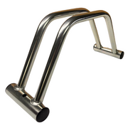 Bison Products floor mounted single bike rack with flat top.