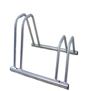 2 bike dual height flat top bike rack, floor mounted and ideal for bikes with disc brakes .