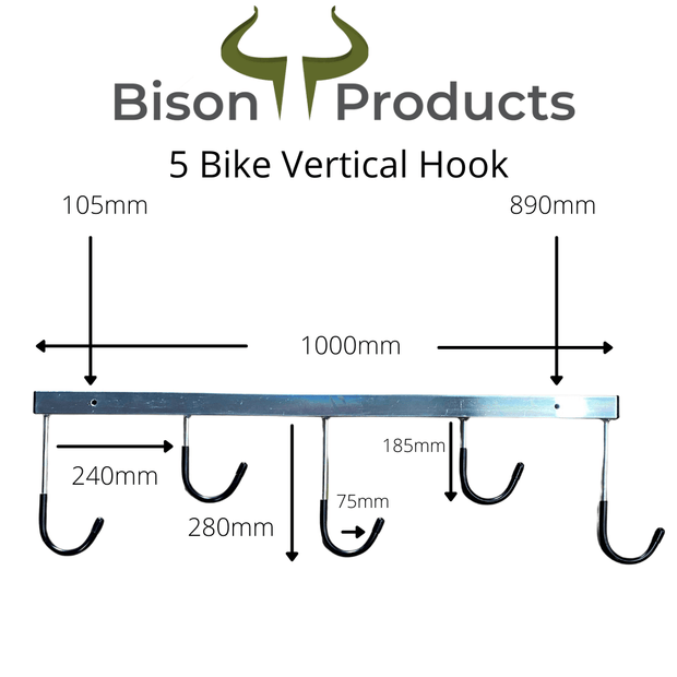 5 Bike Wall Mounted Vertical Storage Hook Dimensions