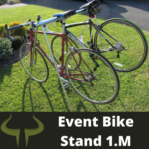 Event bike rack for race bikes in organised racing event, triathlons, heptathlons, iron man, endurance racing 3 meters.