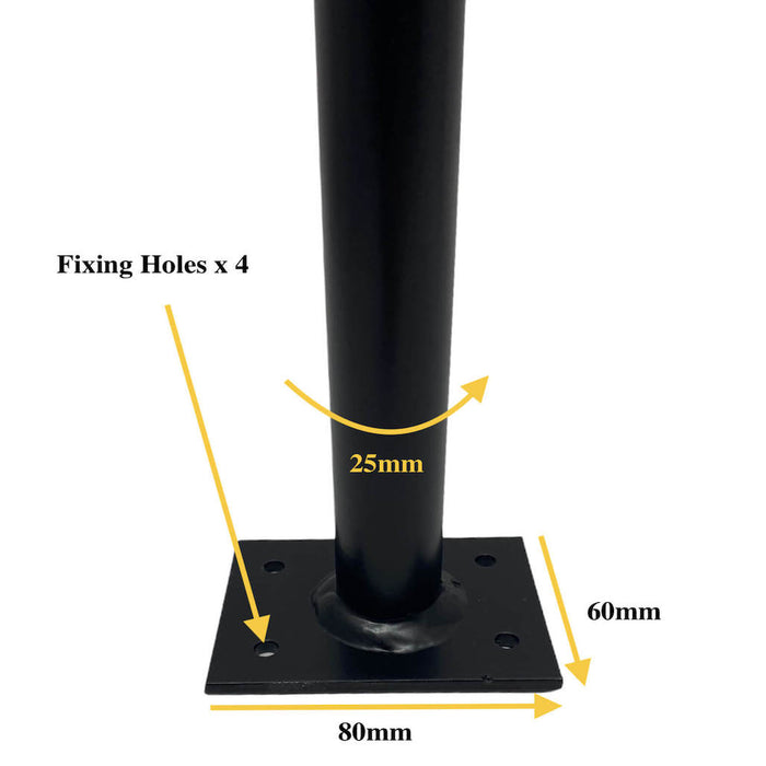 Safety Grab Rail fixing feet with dimensions