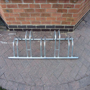 Bison products 5 bike dual height bike rack for bikes with disc brakes with a maximum tyre width of 55mm.