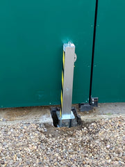 Bison Products Ramco 70 Driveway Security Post Installed in front of gate