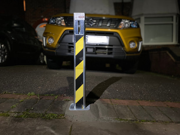 Bison Products Ramco 70 Driveway Security Post Installed for an SUV