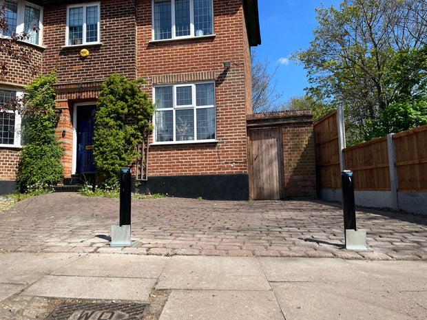 Bison Products Ramco 600 square black telescopic driveway security bollard with anti-pick lock and 7kg lift weight fully installed by secured by ramco with a 2 year warranty.