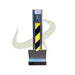 Bison Products Ramco 100 with hi vis foil tape 100mm x 100mm 540mm high heavy duty car van motorhome driveway security bollard facing left