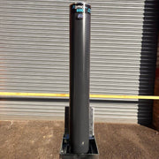 Bison products Ramco 600 round driveway security bollard powder coated Anthracite grey with ant-pick lock and Anti-Slip lid.