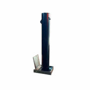 Bison products ramco 600 round driveway security bollard powder coated black with ant-pick lock and boxed lid.