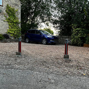 Bison Products Ramco 600 telescopic driveway bollard in grey with integrated anti drill lock. Installed in Matlock Derbyshire.