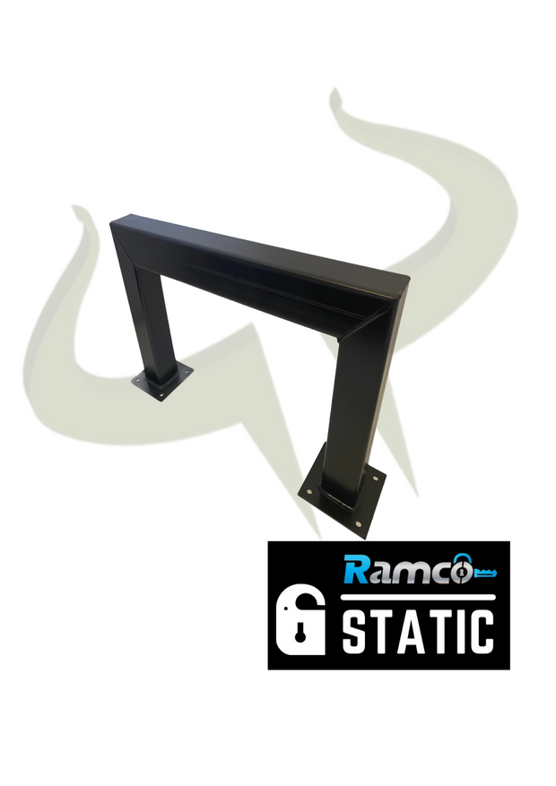 Ramco Carpark Barrier Hoop Square in Black feet with 4 fixing holes