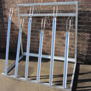 Semi vertical floor mounted bike storage ideal for outside bike sheds.