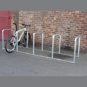 Bison Products Galvanised floor mounted Sheffield Toast Rack with 5 hoops for 10 bikes.