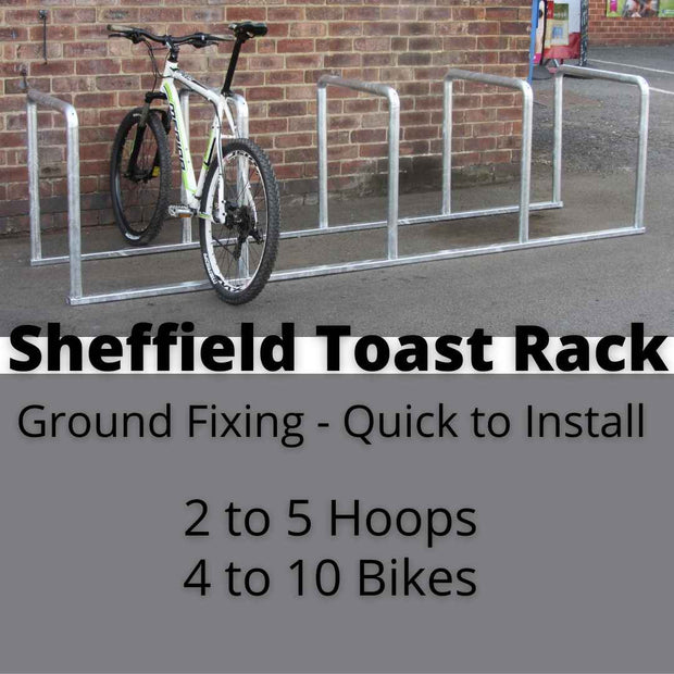 Bison Products Galvanised floor mounted 4 hoop Sheffield bike rack