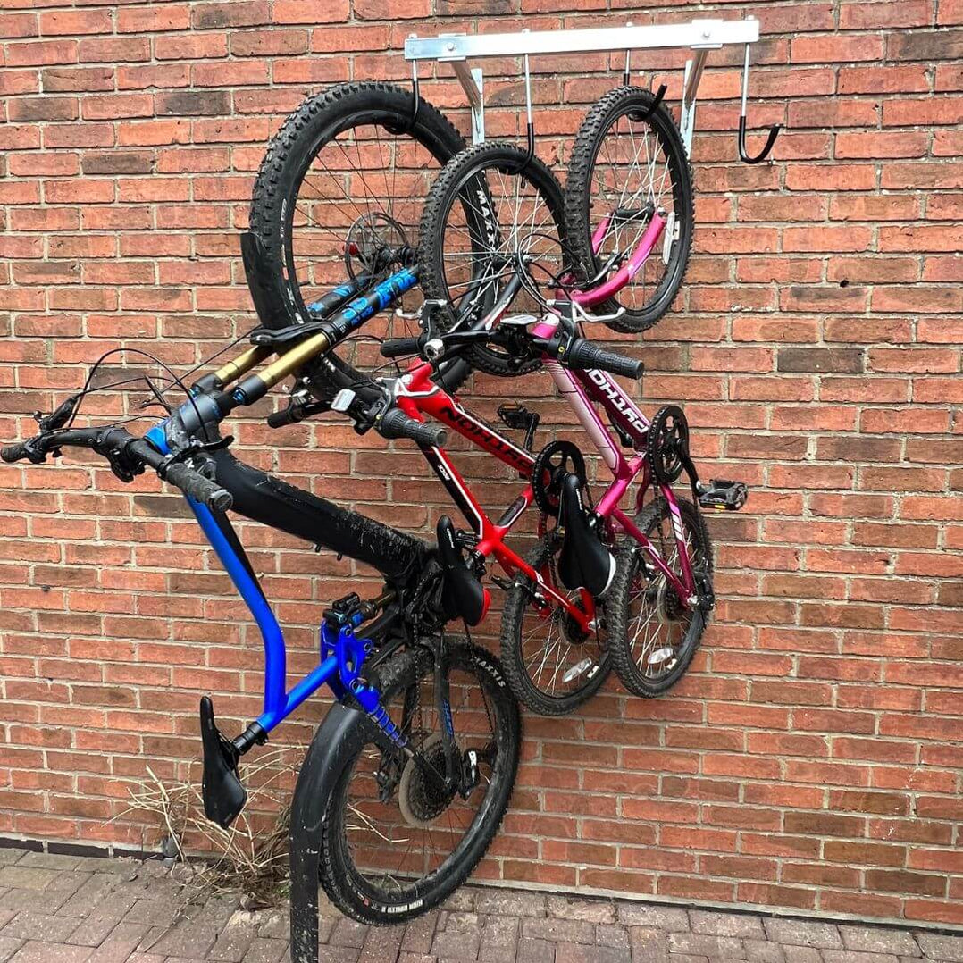 Bike Stack Verticle 5-Bike Vertical Wall Hook — Space-Saving Bike Storage — Bison Products